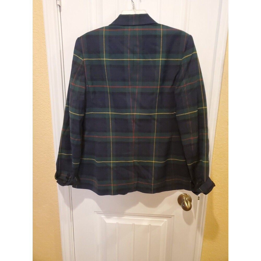 Lauren Ralph Lauren Navy Green Plaid Blazer with Gold Monogram - Picture 11 of 15